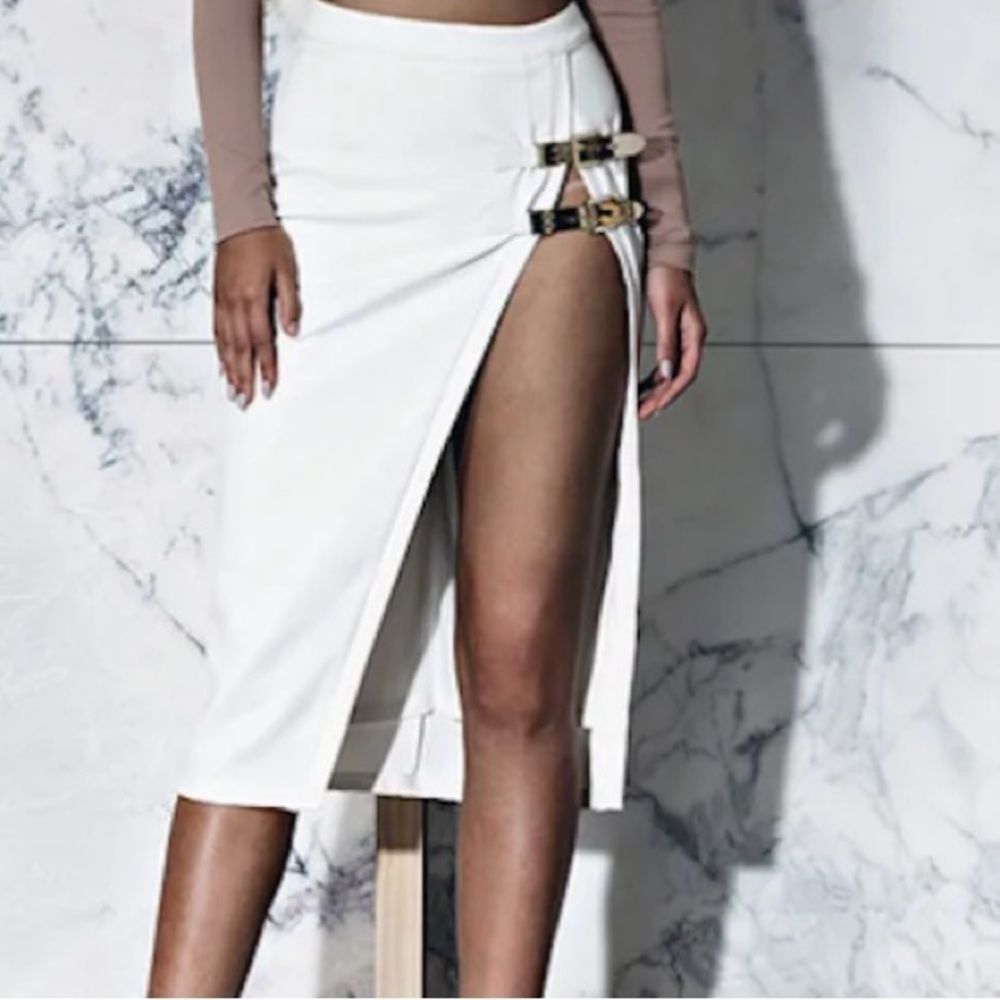 BOSSA - “New” Chic White High-Slit Pencil Skirt